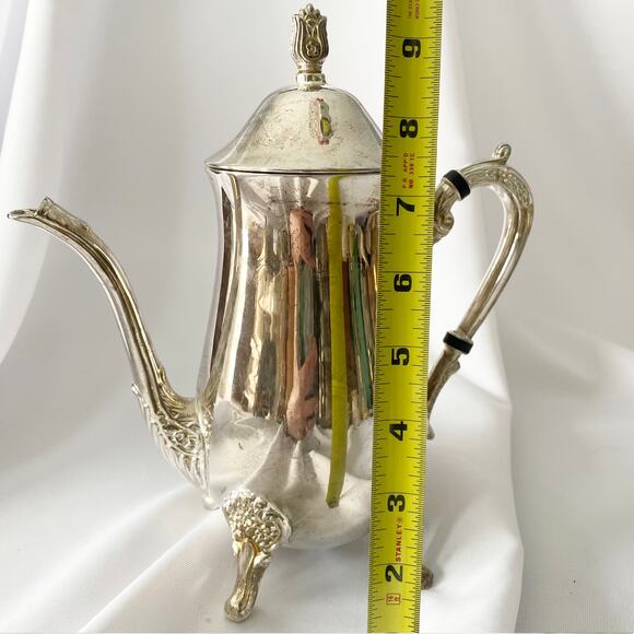 Vintage Silver Plated Coffee Pot with Floral Accents - Picture 8 of 11
